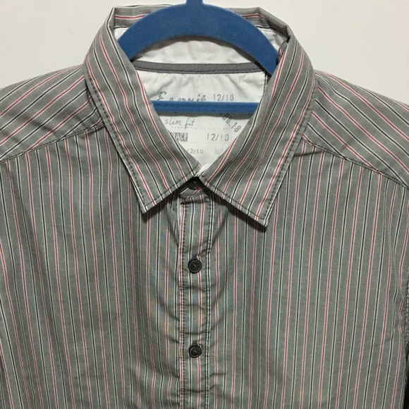 Esprit Casual Button Up Shirt Gray Red X-Small - Picture 5 of 5